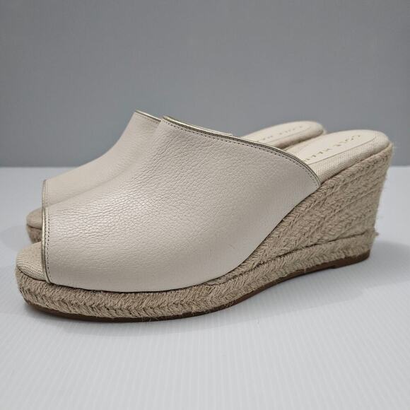 NEW Cole Haan Cloudfeel Southcrest Mule Womens 10 Ivory Leather Wedge Espadrille - Picture 12 of 12